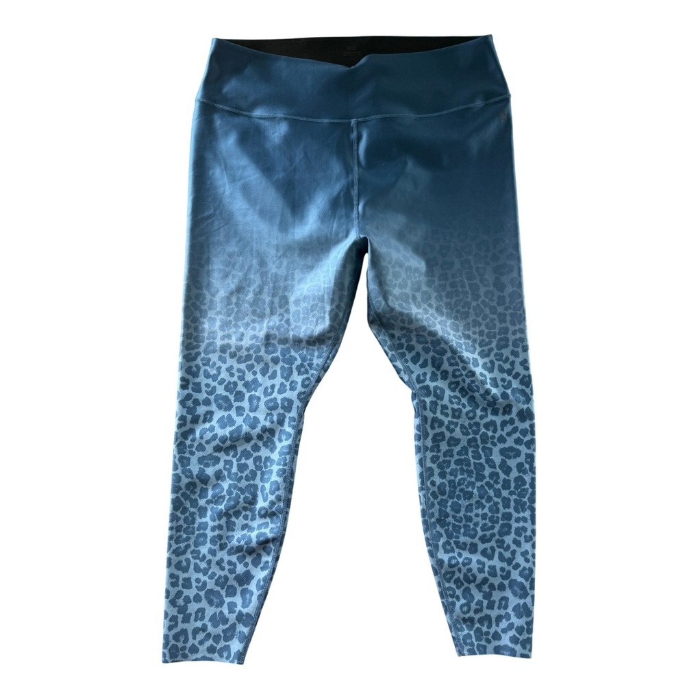 Good American Blue Ombre Leopard Print High Waisted Active Leggings Size 7 4X